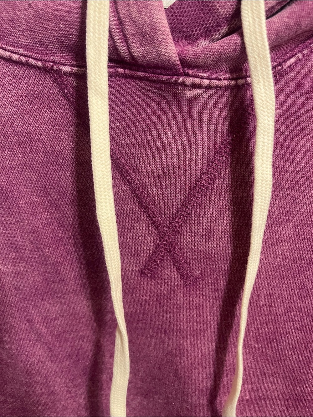 Zenana Outfitters Plum Wash Pullover Hoodie with Cream Drawstrings - Picture 6 of 7